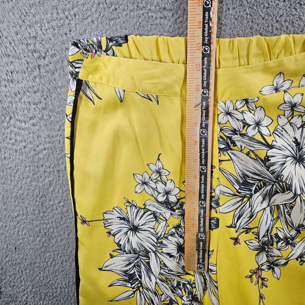 Vero Moda VMSatina Pants Yellow Floral Wide Leg Side Stripe New Size M‎ - Picture 10 of 15